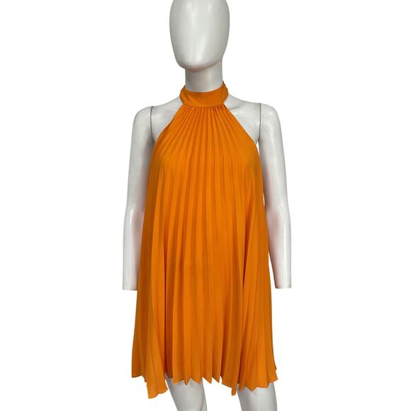 Olivia Pleated Orange Aviana Minidress Size XS - Picture 2 of 4